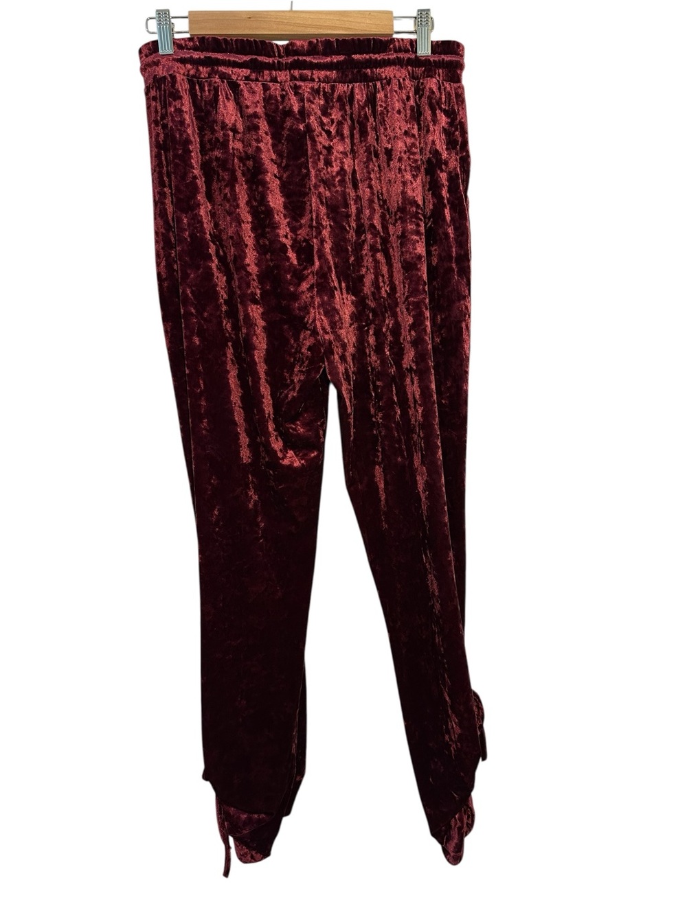 Romeo & Juliet Velvet Drawstring Joggers - Burgundy - Picture 3 of 13